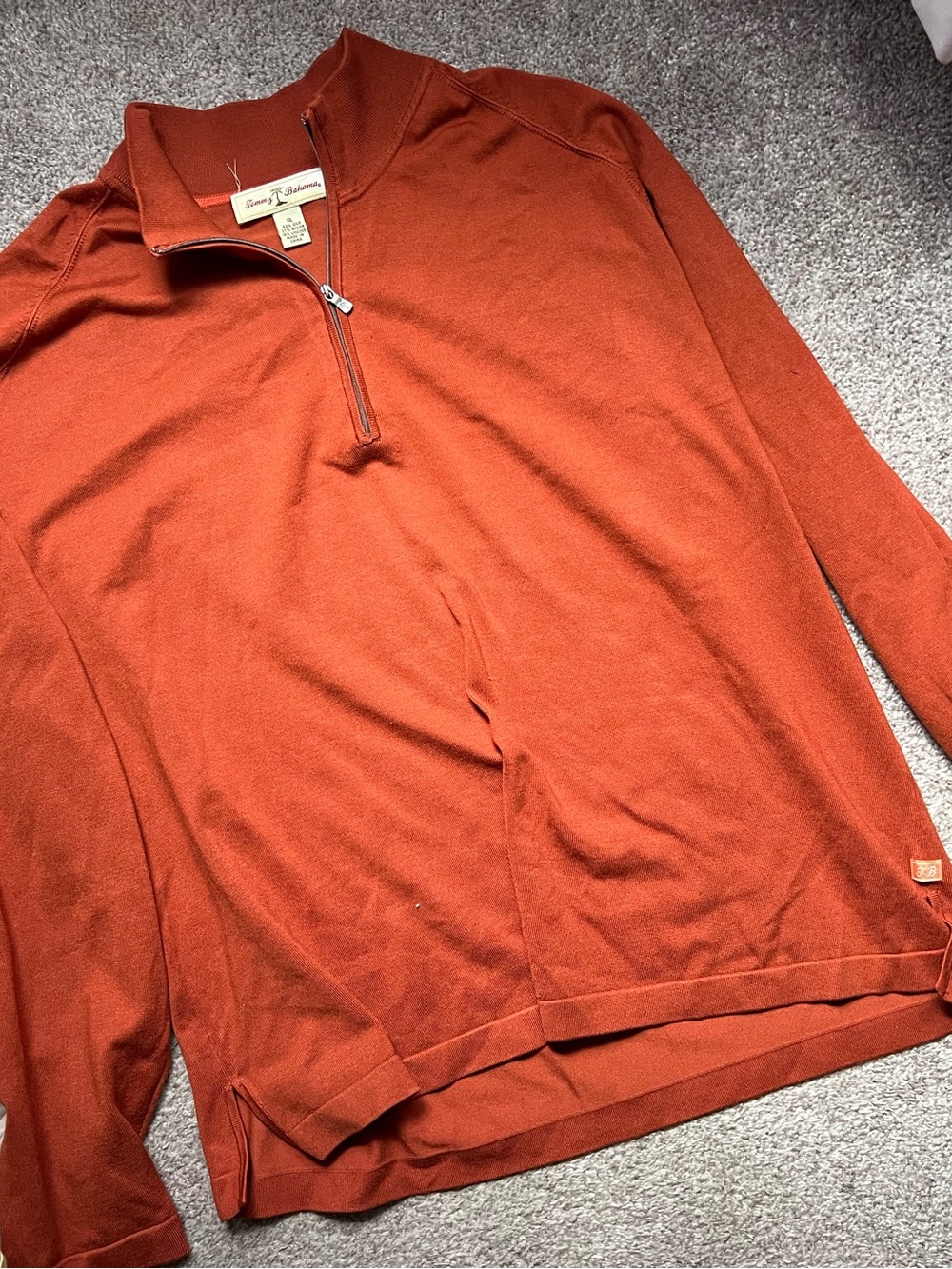 Tommy Bahama Men's Half-Zip Pullover in Rust Orange